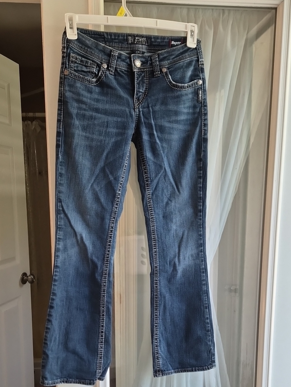 Silver Aiko Low Rise Women's Dark Blue Flare Jeans